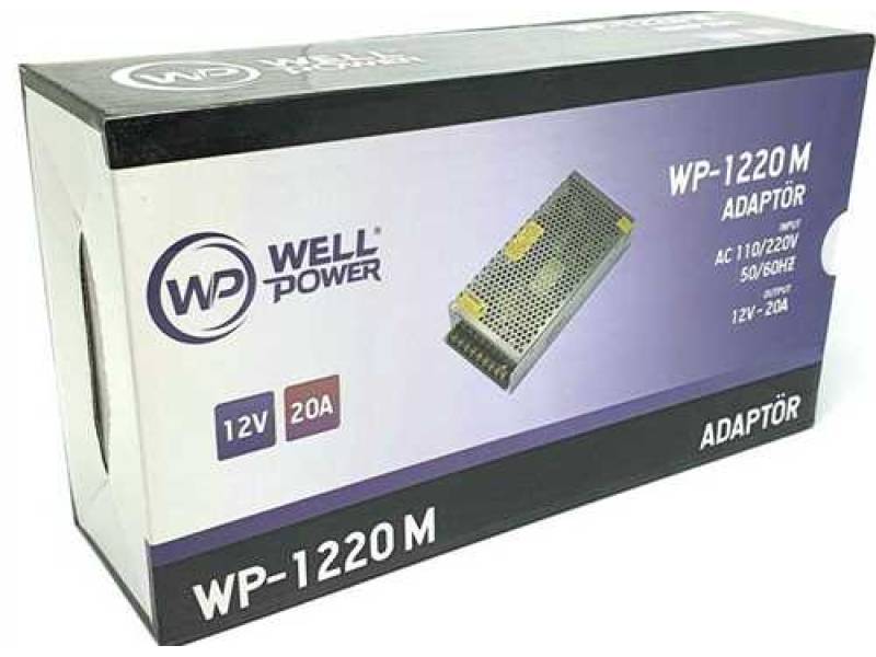 Wellpower 12V 20A Metal Kasa Adaptör Geniş Kasa Wellpower 12V 20A Metal Kasa Adaptör Geniş Kasa