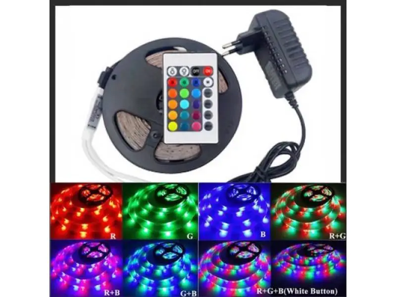 Tek Çipli RGB Şerit Led Silikonlu Set 12V 5mt Tek Çipli RGB Şerit Led Silikonlu Set 12V 5mt