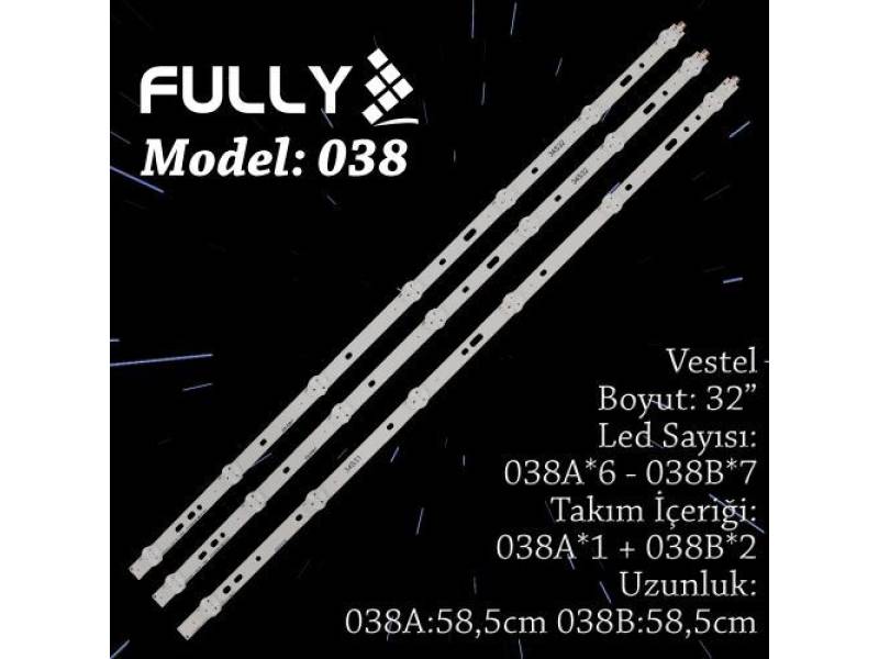 FULLY SET-038 SAMSUNG,VESTEL 32INC 2*7Led+1*6Led 3 ADET (SET) TV LED BAR FULLY SET-038 SAMSUNG,VESTEL 32INC 2*7Led+1*6Led 3 ADET (SET) TV LED BAR