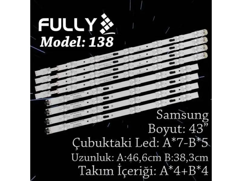 FULLY SET-138 SAMSUNG 43 INC 4A+4B ADET (SET) TV LED BAR