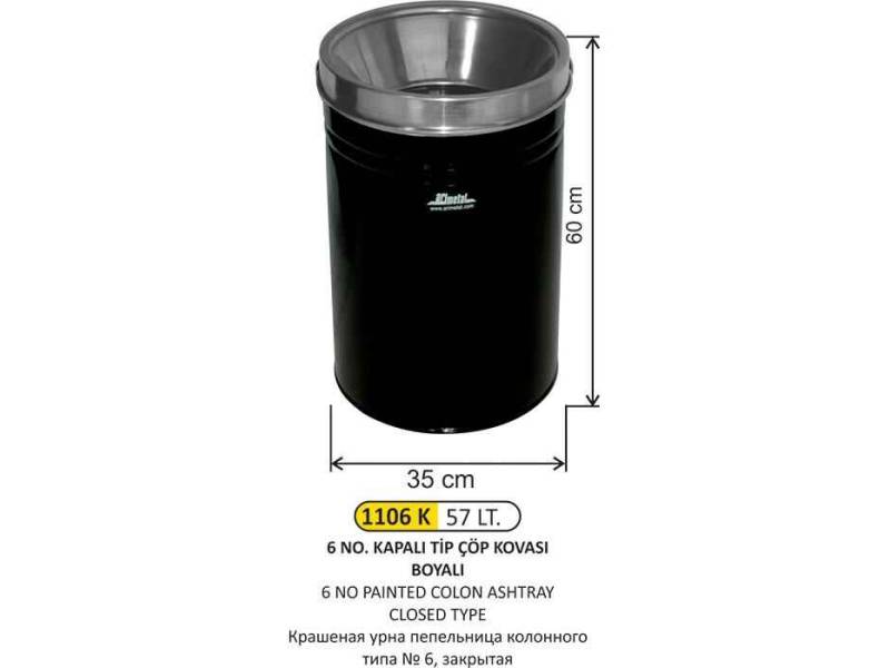 Arı Metal 1106 Kolon Küllük Boyalı Kapalı Tip 57 Litre