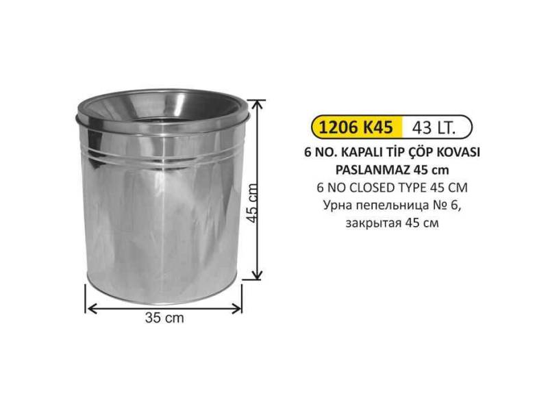 Arı Metal 1206K Paslanmaz Çöp Kovası 43 Litre