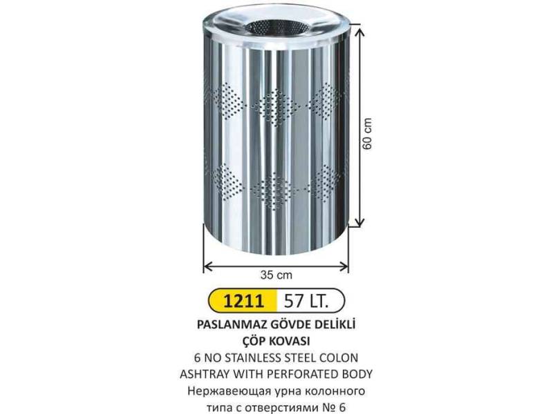 Arı Metal 1211 Paslanmaz Kolon Küllük 34 Litre