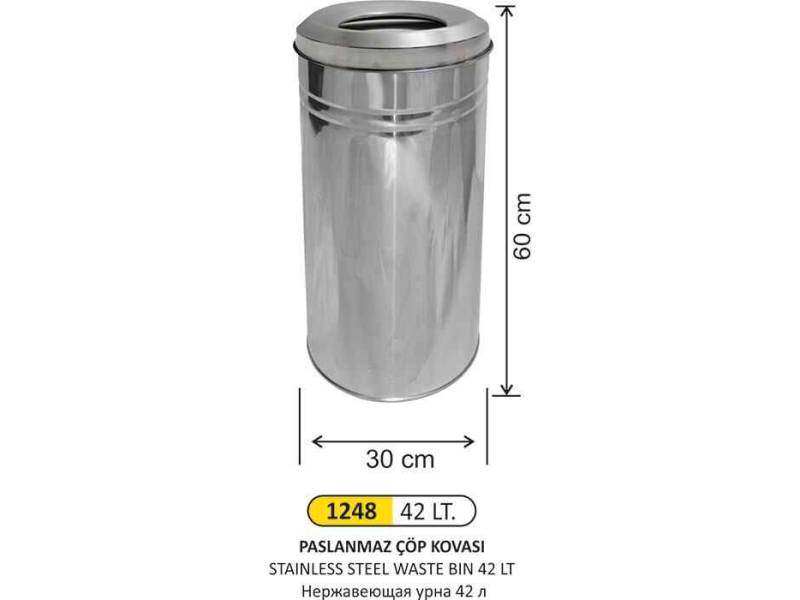 Arı Metal 1248 Çöp Kovası Paslanmaz 42 Litre