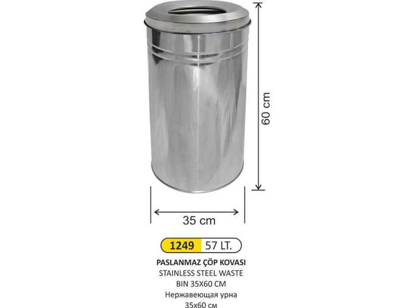 Arı Metal 1249 Çöp Kovası Paslanmaz 57 Litre