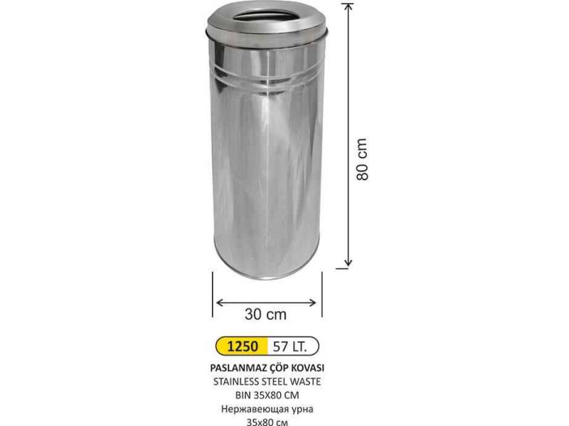 Arı Metal 1250 Çöp Kovası Paslanmaz 57 Litre
