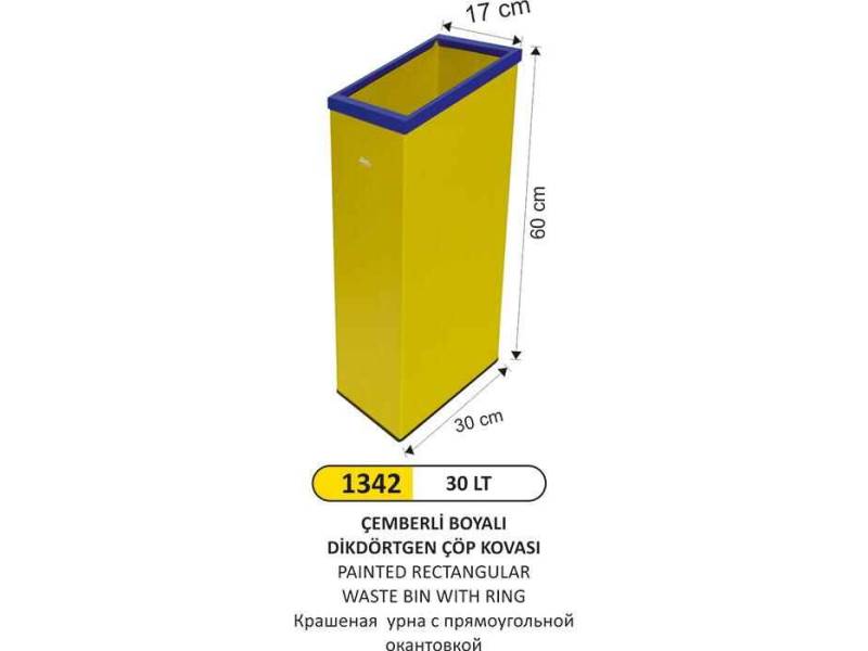 Arı Metal 1342 Dikdörtgen Çemberli Çöp Kovası Boyalı 30 Litre