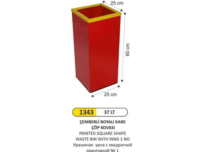 Arı Metal 1343 Kare Çemberli Boyalı Çöp Kovası 37 Litre