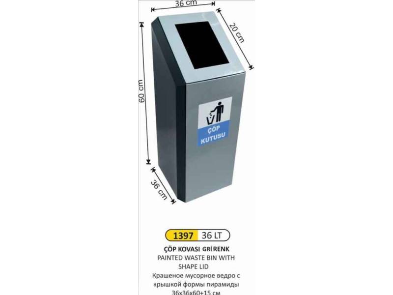 Arı Metal 1397 Çöp Kovası Boyalı Özel Model 36 Litre