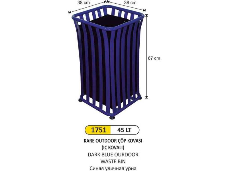 Arı Metal 1751 Outdoor Çöp Kovası Lacivert 45 Litre