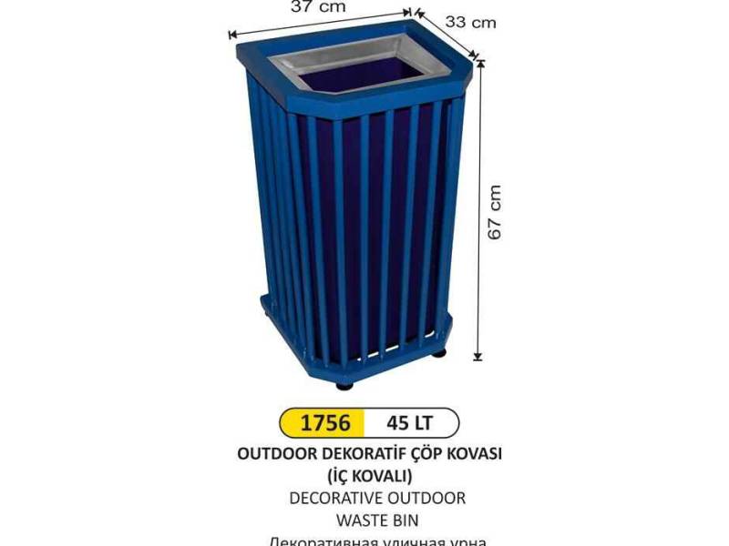Arı Metal 1756 Outdoor Çöp Kovası Dekoratif 45 Litre
