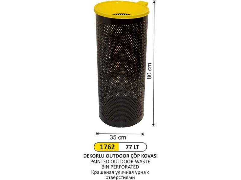 Arı Metal 1762 Outdoor Çöp Kovası Boyalı Delikli 77 Litre