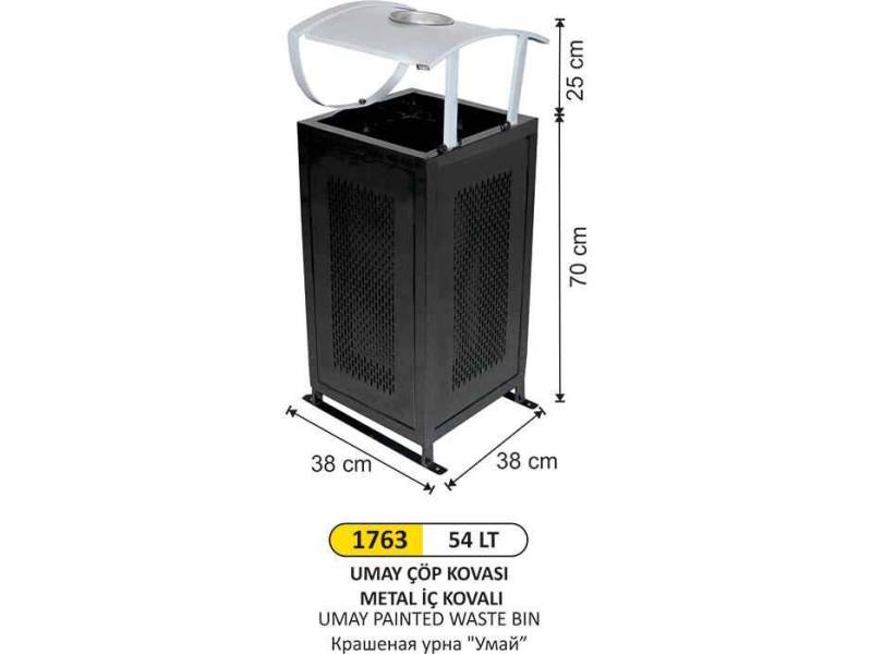 Arı Metal 1763 Umay Çöp Kovası Boyalı 54 Litre