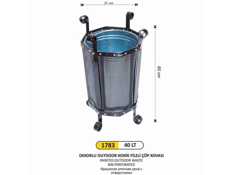 Arı Metal 1783 Outdoor Çöp Kovası Konik Fileli