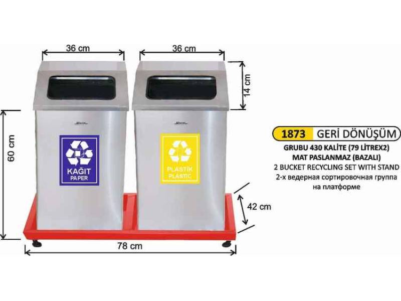 Arı Metal 1873 Geri Dönüşüm Paslanmaz 2 Li 79 Litre