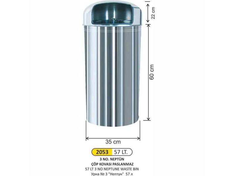 Arı Metal 2053 Neptün Çöp Kovası 57 Litre