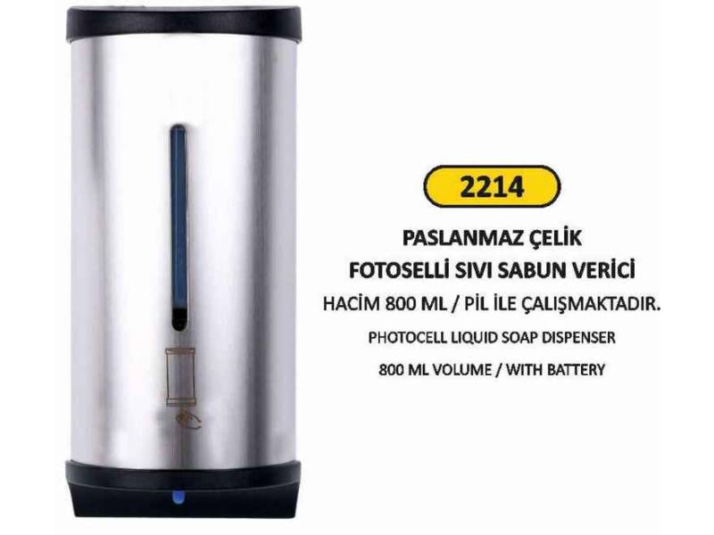 Arı Metal 2214 Fotoselli Sıvı Sabunluk Paslanmaz Çelik 800 ML