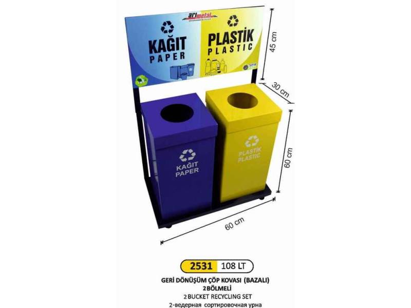 Arı Metal 2531 Geri Dönüşüm Seti 2 Li Boyalı 108 Litre