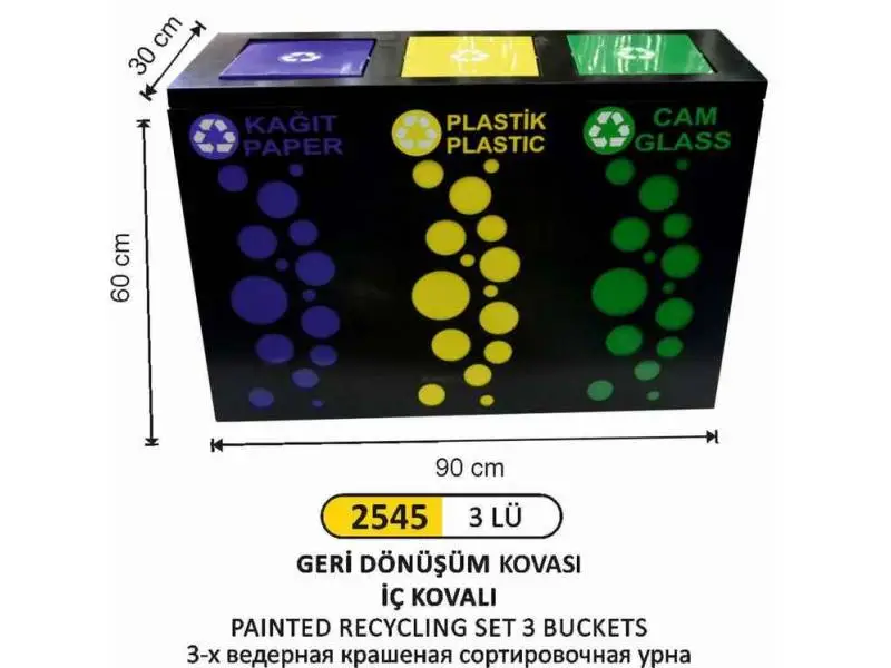 Arı Metal 2545 Geri Dönüşüm Seti 3 Lü Döner Kapaklı Dekoratif Arı Metal 2545 Geri Dönüşüm Seti 3 Lü Döner Kapaklı Dekoratif