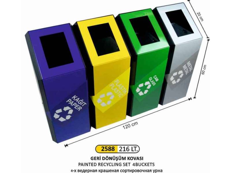 Arı Metal 2588 Geri Dönüşüm Elips Kovalı 4 Lü Boyalı