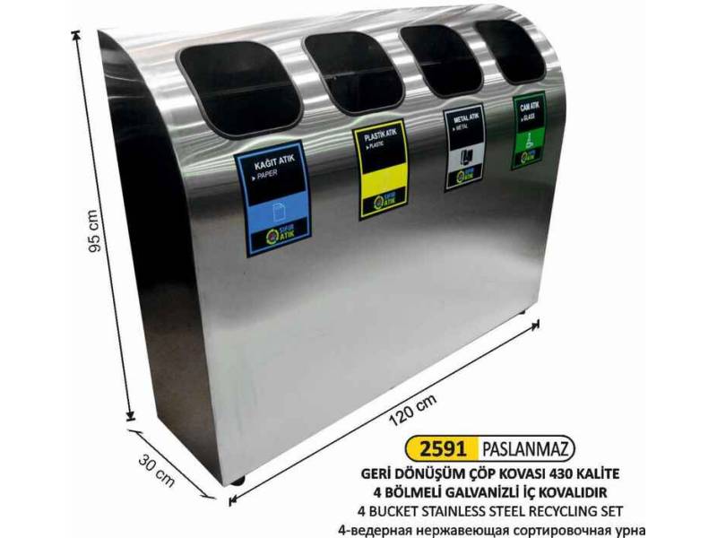 Arı Metal 2591 Geri Dönüşüm Seti 4 Lü Paslanmaz