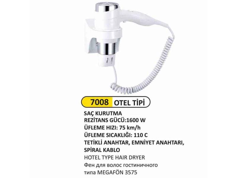 Arı Metal 7008 Saç Kurutma Makinası Otel Tip Beyaz 1600W