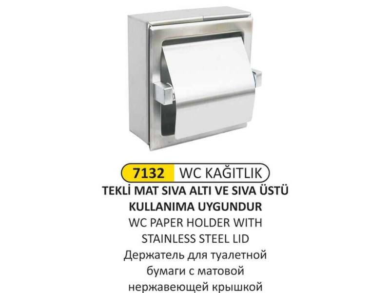 Arı Metal 7132 Wc Kağıtlık Tekli Mat Paslanmaz Kapaklı