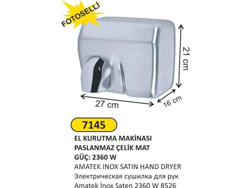 Arı Metal 7145 Amatek El Kurutma Makinesi İnox Saten 2360W