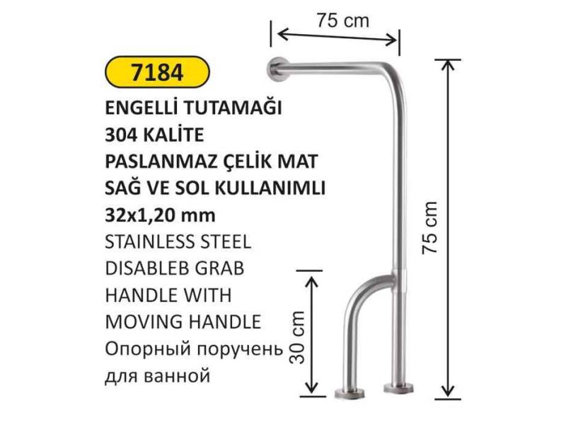 Arı Metal 7184 Engelli Yerden Duvara Dönerli Ayak