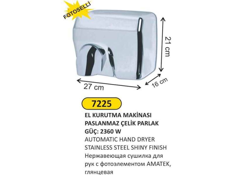 Arı Metal 7225 Amatek Fotoselli El Kurutma Makinesi 2360W