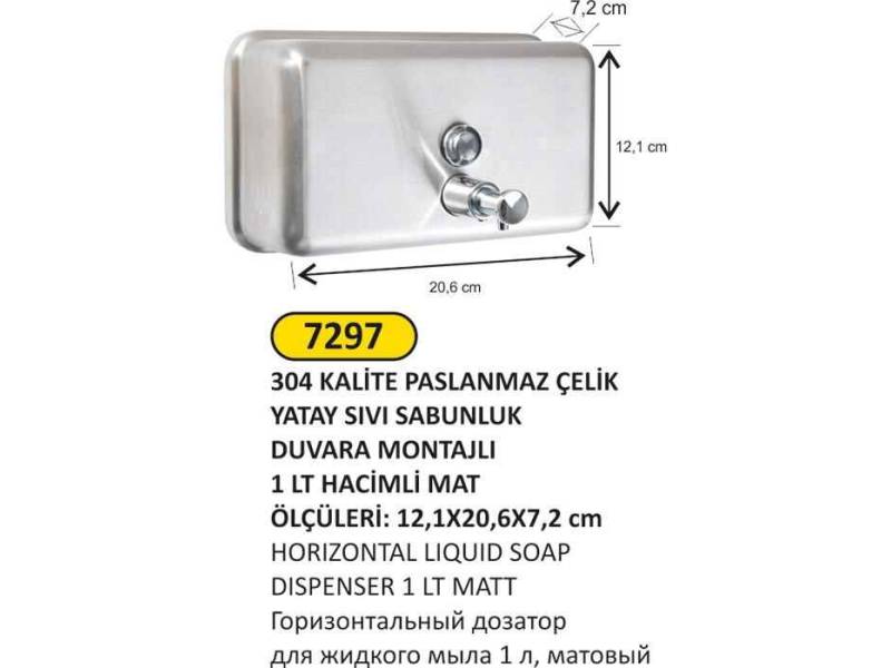Arı Metal 7297 Paslanmaz Sıvı Sabunluk 1 Litre Yatay Mat