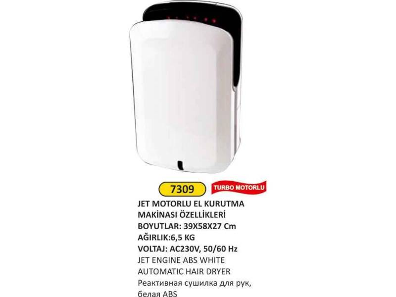 Arı Metal 7309 El Kurutma Makinesi Jet Motorlu Abs Beyaz