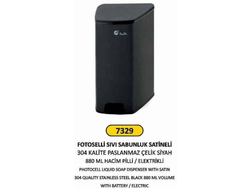 Arı Metal 7329 Fotoselli Sıvı Sabunluk Paslanmaz Siyah 880 ML