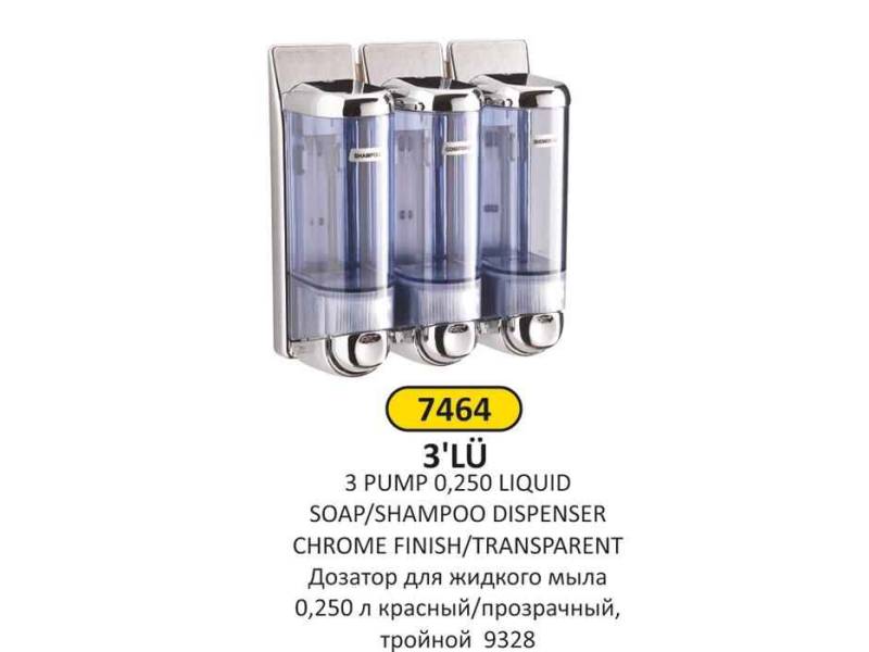 Arı Metal 7464 Sıvı Sabunluk 3 lü 250 ML Krom Şeffaf