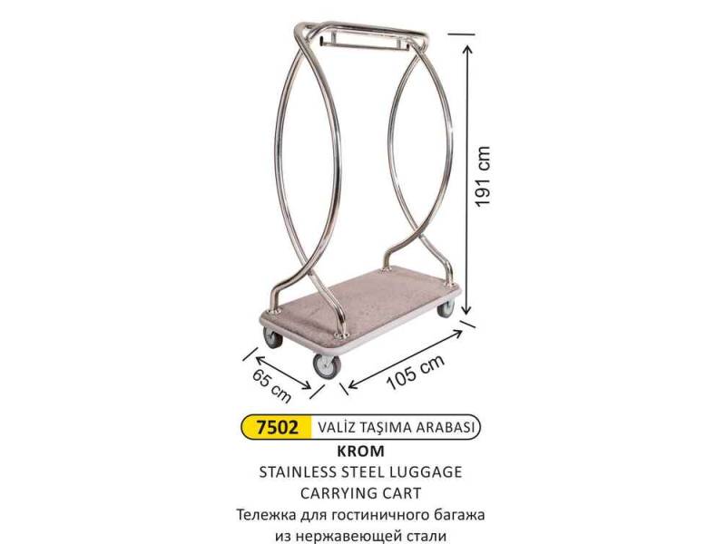 Arı Metal 7502 Valiz Taşıma Arabası Paslanmaz Çelik