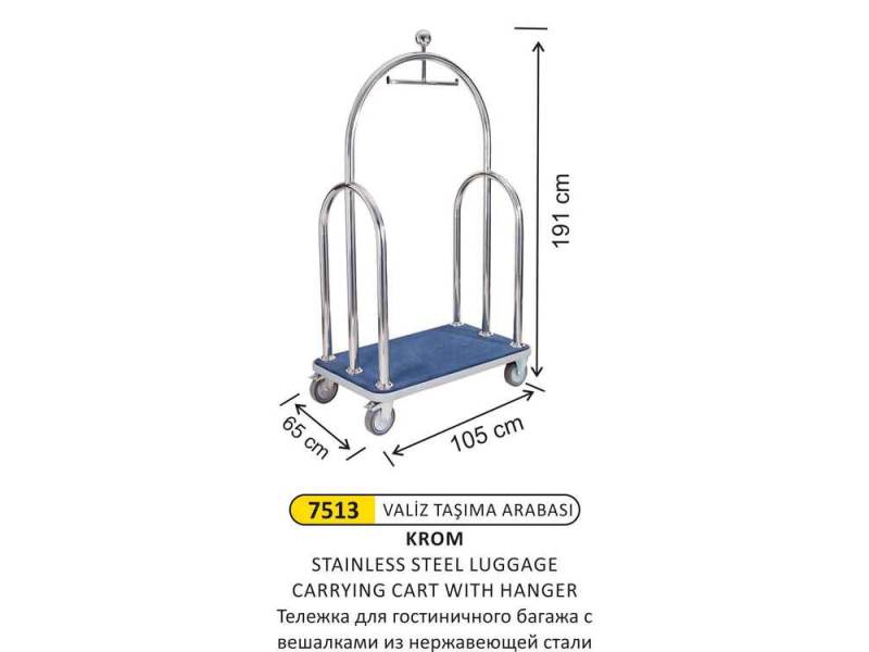 Arı Metal 7513 Valiz Taşıma Arabası Paslanmaz Çelik Askılı