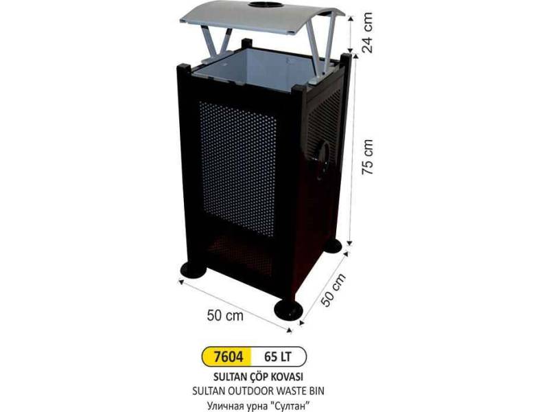 Arı Metal 7604 Sultan Dış Mekan Çöp Kovası 65 Litre