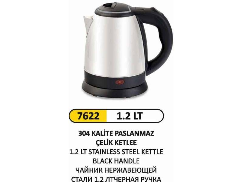 Arı Metal 7622 Kettle 1.2 Litre Paslanmaz Siyah Tutamaç