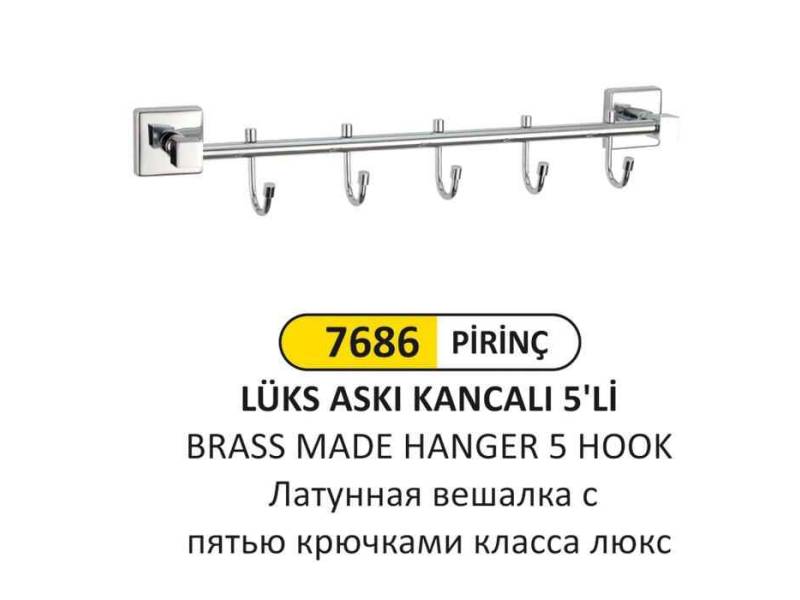Arı Metal 7686 Lüks Askı Kancalı 5 Li Prinç