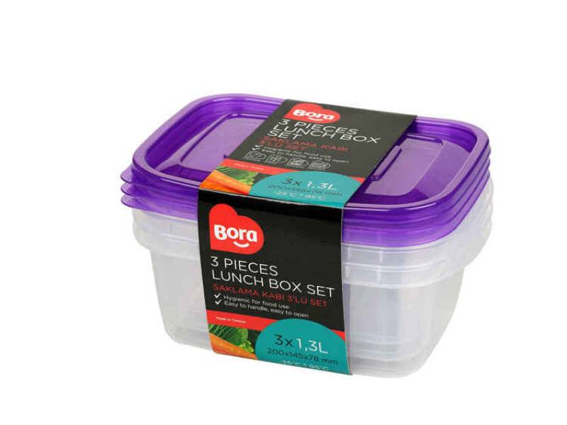 Bora BO536 Saklama Kabı Oval Derin 3 Lü Set 1.1 Litre