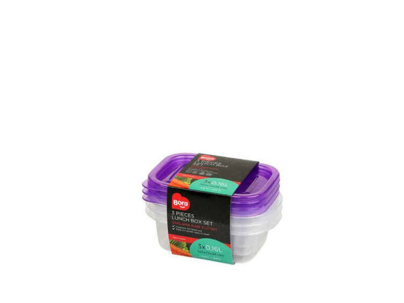 Bora BO540 Saklama Kabı Dikdörtgen 3 Lü Set 160 ML