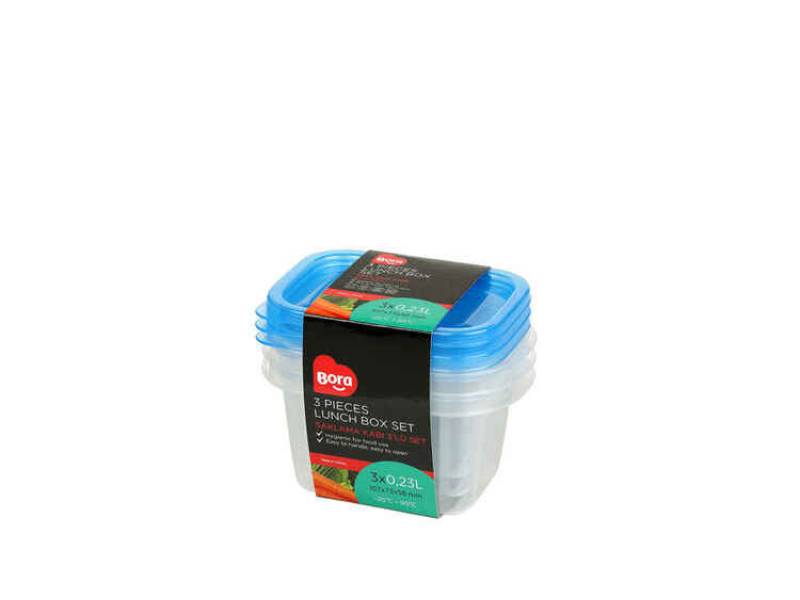 Bora BO542 Saklama Kabı Dikdörtgen Derin 3 Lü Set 230 ML