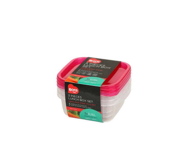 Bora BO545 Saklama Kabı Kare 3 Lü Set 350 ML