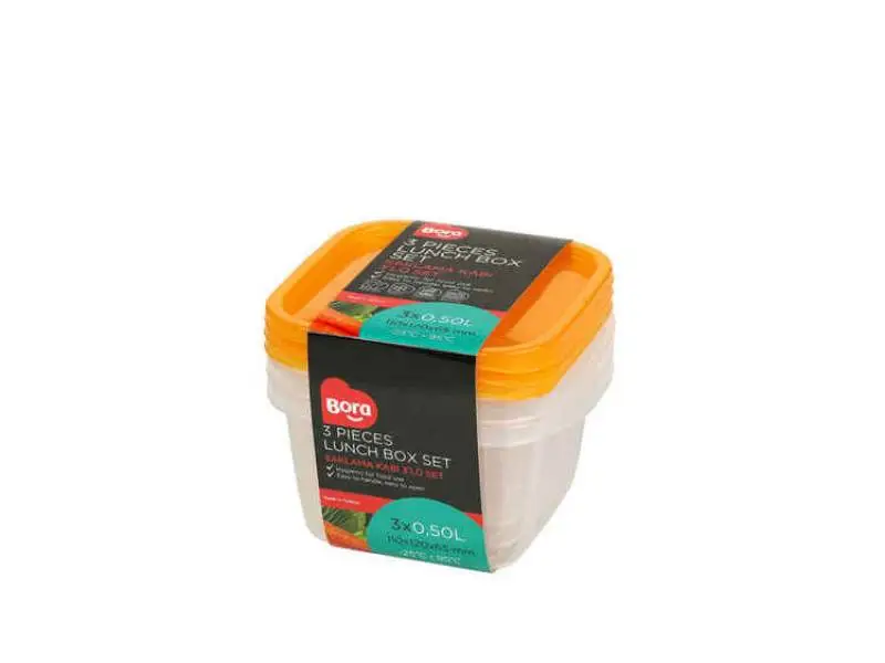 Bora BO546 Saklama Kabı Kare Derin 3 Lü Set 500 ML Bora BO546 Saklama Kabı Kare Derin 3 Lü Set 500 ML