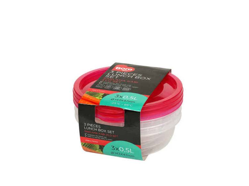 Bora BO549 Yuvarlak Saklama Kabı 3 Lü Set 500 ML