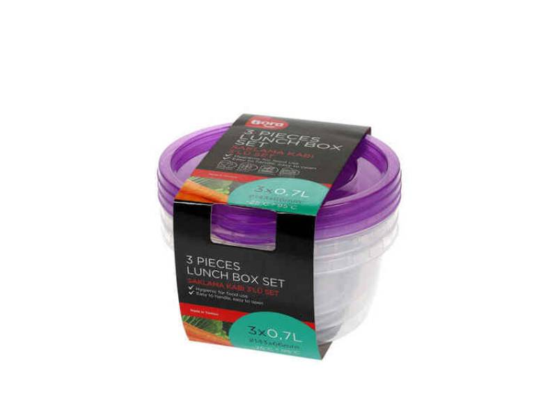Bora BO550 Yuvarlak Saklama Kabı 3 Lü Set 700 ML