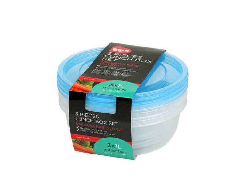 Bora BO551 Yuvarlak Saklama Kabı 3 Lü Set 1000 ML