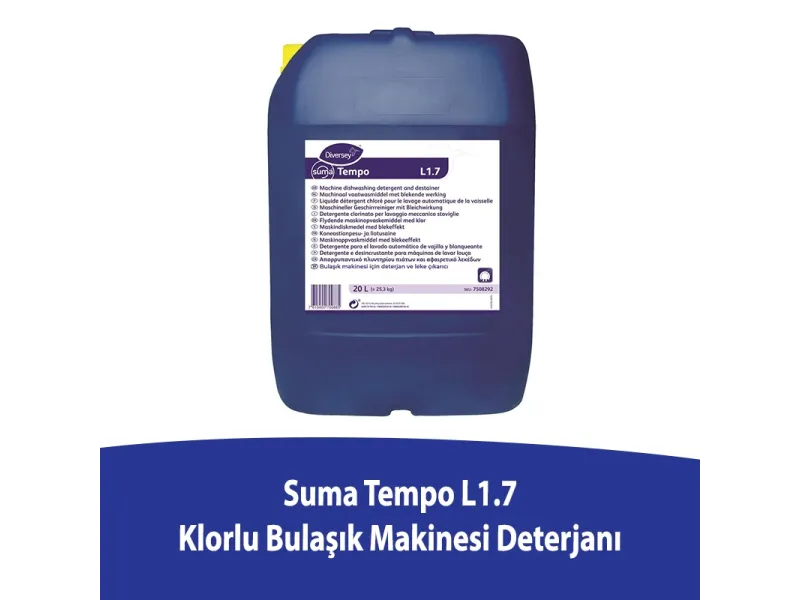 Diversey Suma Tempo L1.7 Klorlu Bulaşık Makinesi Deterjanı 20 L Diversey Suma Tempo L1.7 Klorlu Bulaşık Makinesi Deterjanı 20 L