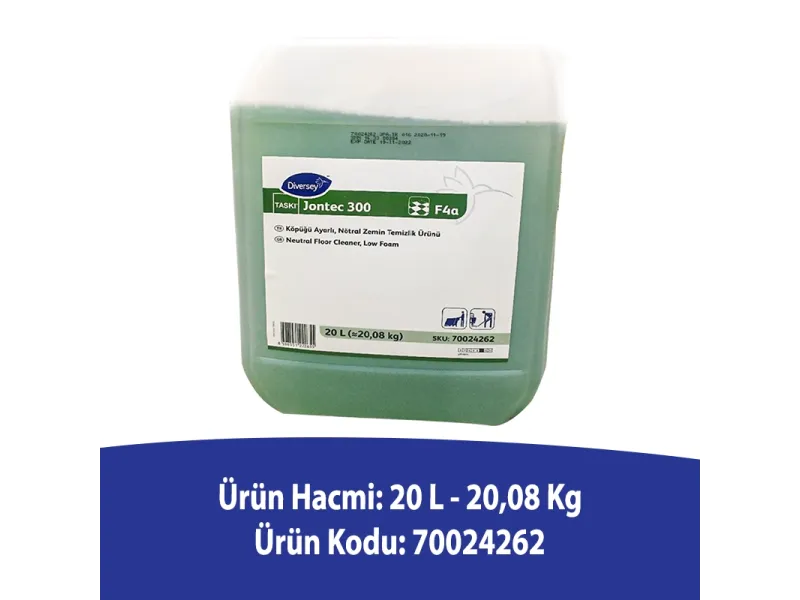 Diversey Taski Jontec 300 F4A Nötral Zemin Temizlik Deterjanı 20 L Diversey Taski Jontec 300 F4A Nötral Zemin Temizlik Deterjanı 20 L