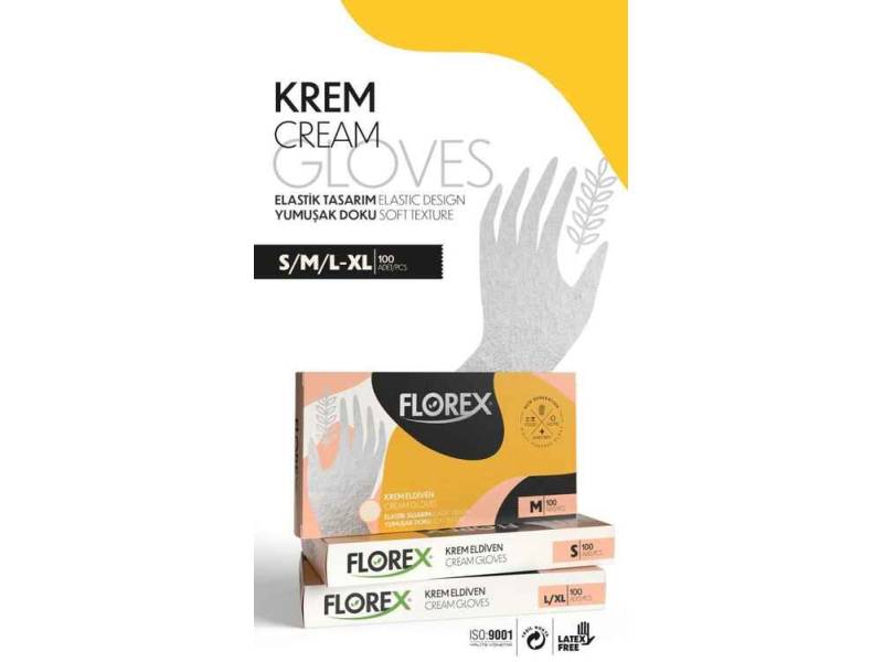 Florex Gloves Krem Poşet Eldiven 100 lü Paket L Beden Florex Gloves Krem Poşet Eldiven 100 lü Paket L Beden